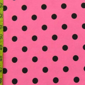  Black/Pink Polka Dots Print on Polyester Spandex