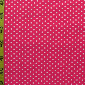  White/Neon Pink Polka Dots Print on Nylon Spandex