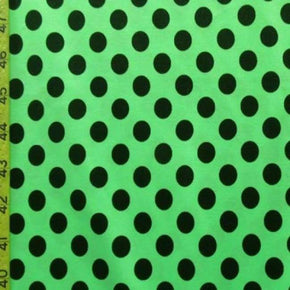  Black/Glow Green Polka Dots Print on Polyester Spandex