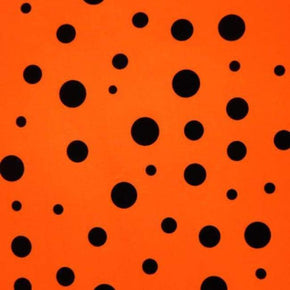  Black/Orange Polka Dots Print on Polyester Spandex