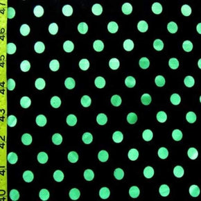  Celery/Black Polka Dots Print on Polyester Spandex