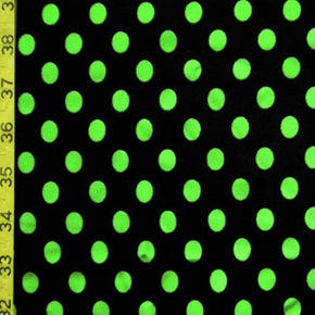  Green/Black Polka Dots Print on Polyester Spandex