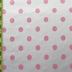  Light Pink/White Polka Dots Print on Polyester Spandex