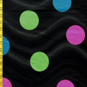  Neon/Black Polka Dots Print on Polyester Spandex