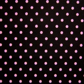  Pink/Black Polka Dots Print on Polyester Spandex