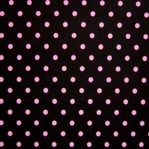  Pink/Black Polka Dots Print on Polyester Spandex
