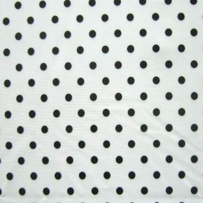  White/Black Polka Dots Print on Polyester Spandex