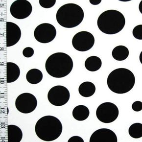  White/Black Polka Dots Print on Polyester Spandex