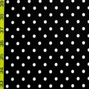  White/Black Polka Dots Print on Polyester Spandex