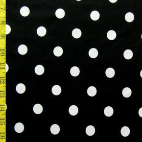  White/Black Polka Dots Print on Polyester Spandex