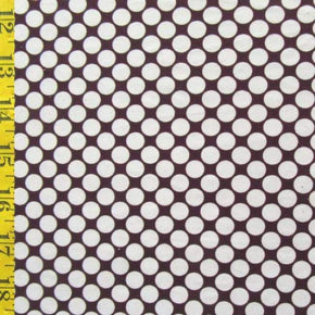  White/Chocolate Polka Dots Print on Polyester Spandex