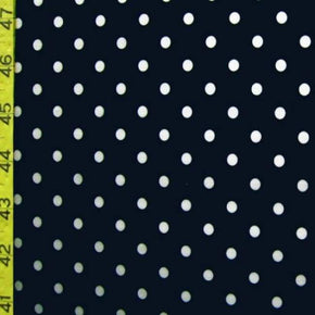  White/Dark Blue Polka Dots Print on Polyester Spandex
