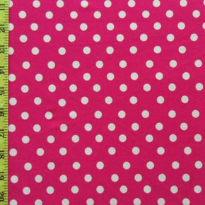  White/Hot Pink/Fuchsia Polka Dots Print on Nylon Spandex