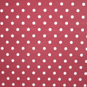  White/Medium Pink Polka Dots Print on Polyester Spandex