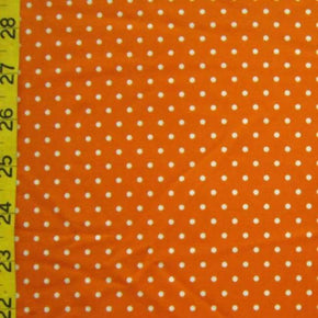  White/Orange Polka Dots Print on Nylon Spandex