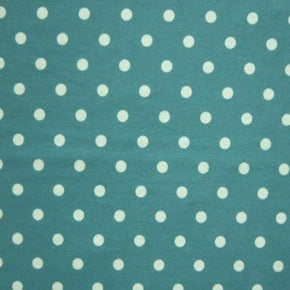  White/Peacock Polka Dots Print on Polyester Spandex