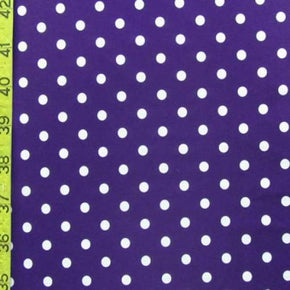  White/Purple Polka Dots Print on Polyester Spandex