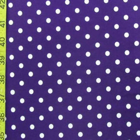  White/Purple Polka Dots Print on Polyester Spandex