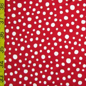  White/Red Polka Dots Print on Nylon Spandex