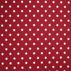  White/Red Polka Dots Print on Polyester Spandex