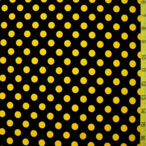  Yellow/Black Polka Dots Print on Polyester Spandex