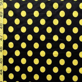  Yellow/Black Polka Dots Print on Polyester Spandex