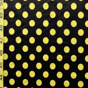  Yellow/Black Polka Dots Print on Polyester Spandex