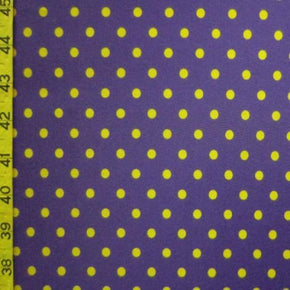  Yellow/Purple Polka Dots Print on Polyester Spandex
