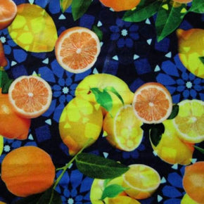  Lemon Lemons & Oranges Print on Polyester Spandex