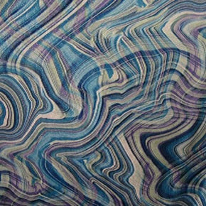  Blue/White/Purple Paint in Water Printed Glitter Velvet 