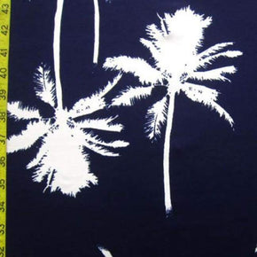  White/Dark blue Falling Leaves Printed ITY 