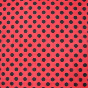  Red/Black Polka Dot Printed Mesh 
