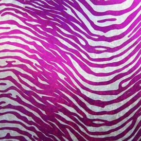  Fuchsia/Silver Zebra Print Metallic Foil on Polyester Spandex