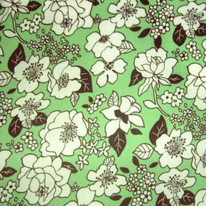  Mint/White/Brown Floral Printed Chiffon