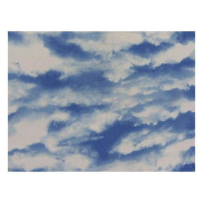  White/Blue Clouds Printed Chiffon