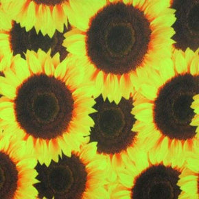 Yellow/Black Sunflower Printed Scuba Neoprene