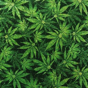  Green Marijuana Print 2mm Sequin on Polyester Mesh
