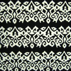  Black/White/Grey Ancient Pattern Print on Polyester Spandex
