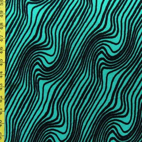  Black/Jade Untangled Lines Print on Polyester Spandex