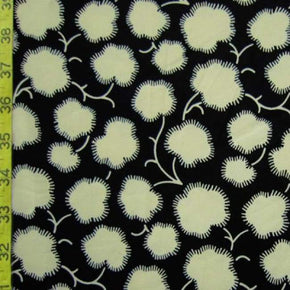  Ivory/Black Floral Print on Polyester Spandex