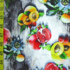 Multi-Colored Fruit Painting Print on Polyester Spandex