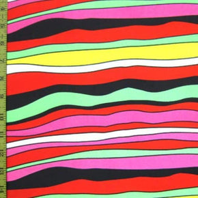 Multi-Colored Brush Stroke Stripes Print on Nylon Spandex