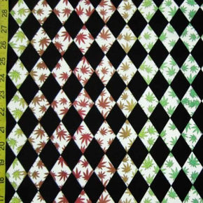 Multi-Colored Marijuana Diamonds Print on Polyester Spandex