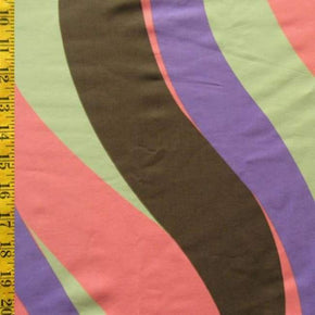 Multi-Colored The 60s Stripes Print on Polyester Spandex
