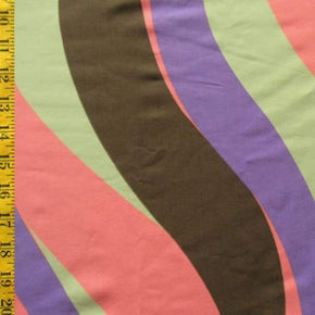 Multi-Colored The 60s Stripes Print on Polyester Spandex