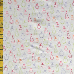 Multi-Colored Apples & Pears Print on Polyester Spandex