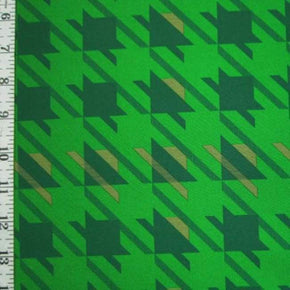  Green/Grey Squares & Lines Print on Polyester Spandex