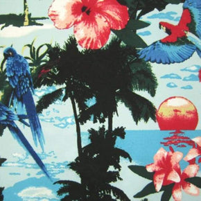 Multi-Colored Island Collage Print on Nylon Spandex