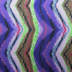 Multi-Colored Drawn Wavy Lines Print on Polyester Spandex