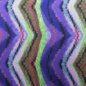 Multi-Colored Drawn Wavy Lines Print on Polyester Spandex